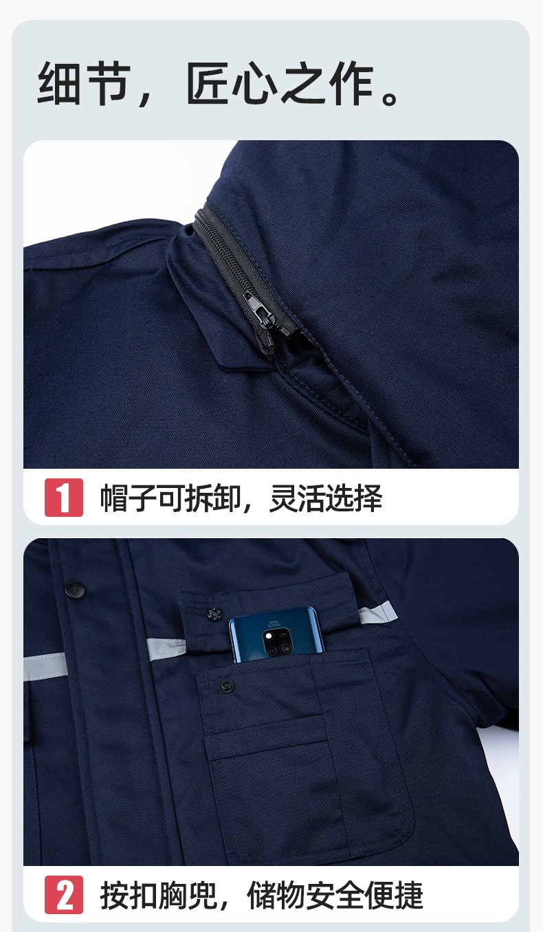 YM-20901Z 加油站静电工作棉服电子工厂男女冬季劳保工程棉衣棉袄加厚工作服(图10)