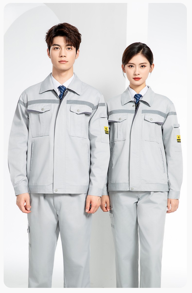 JC-S2203 春秋防静电工作服套装定制男耐磨工地劳动石油石化工装劳保服上衣(图17)