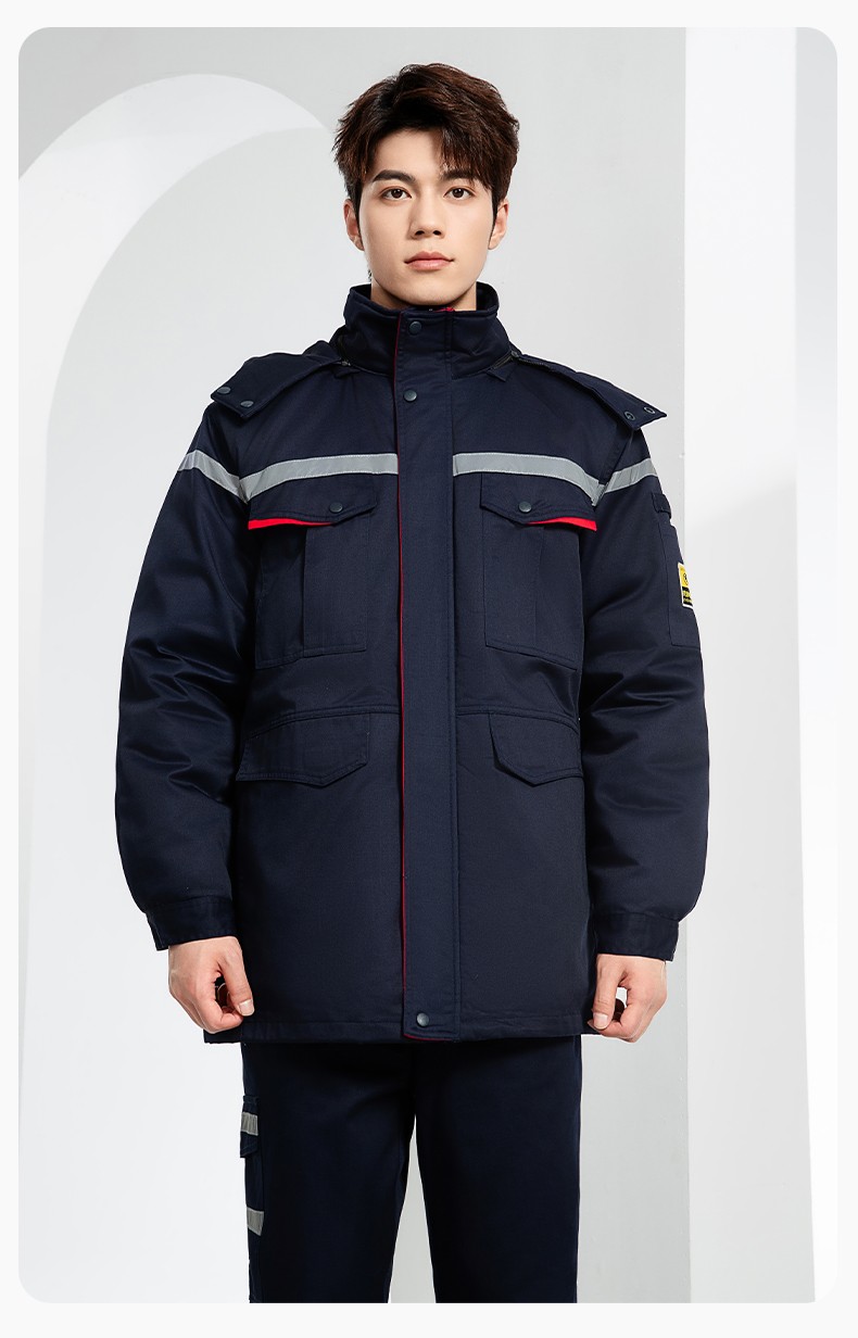 JC-S2203M 可拆卸冬季加厚加棉保暖工作服棉衣定制工厂车间维修服反光劳保服(图14)