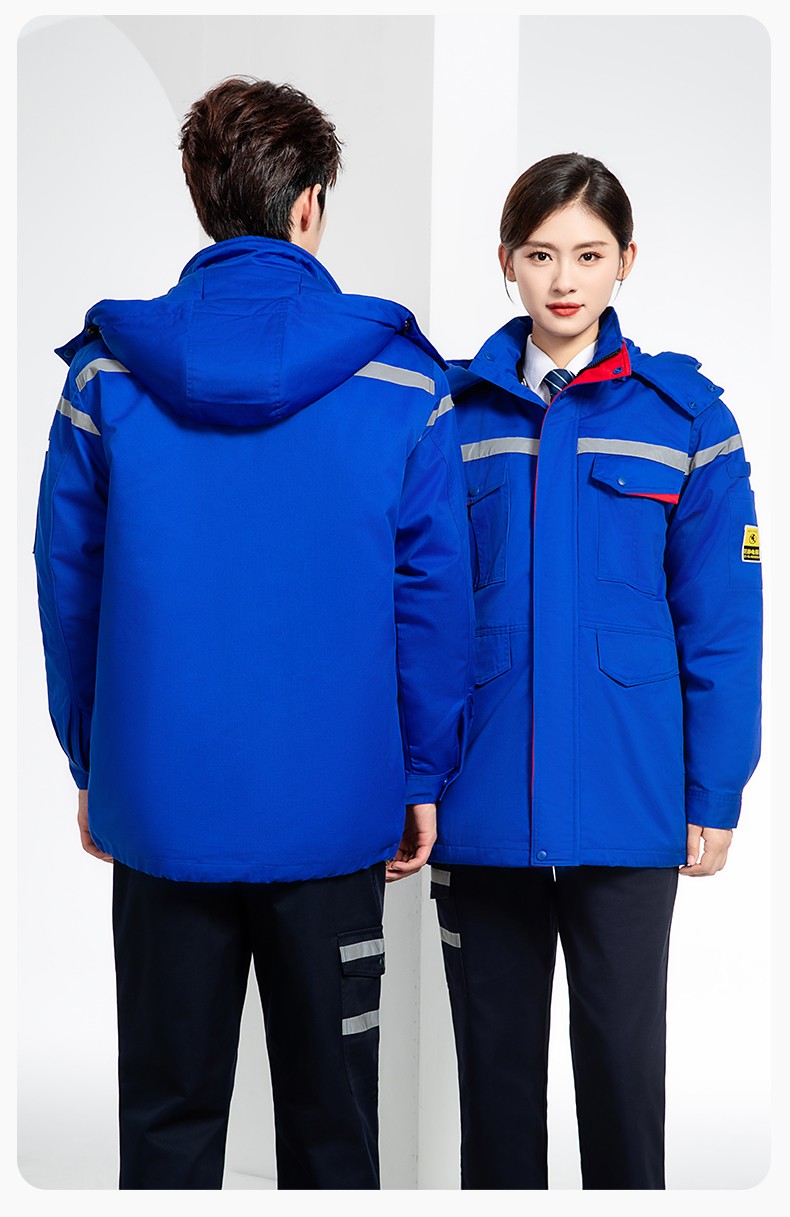 JC-S2203M 可拆卸冬季加厚加棉保暖工作服棉衣定制工厂车间维修服反光劳保服(图18)