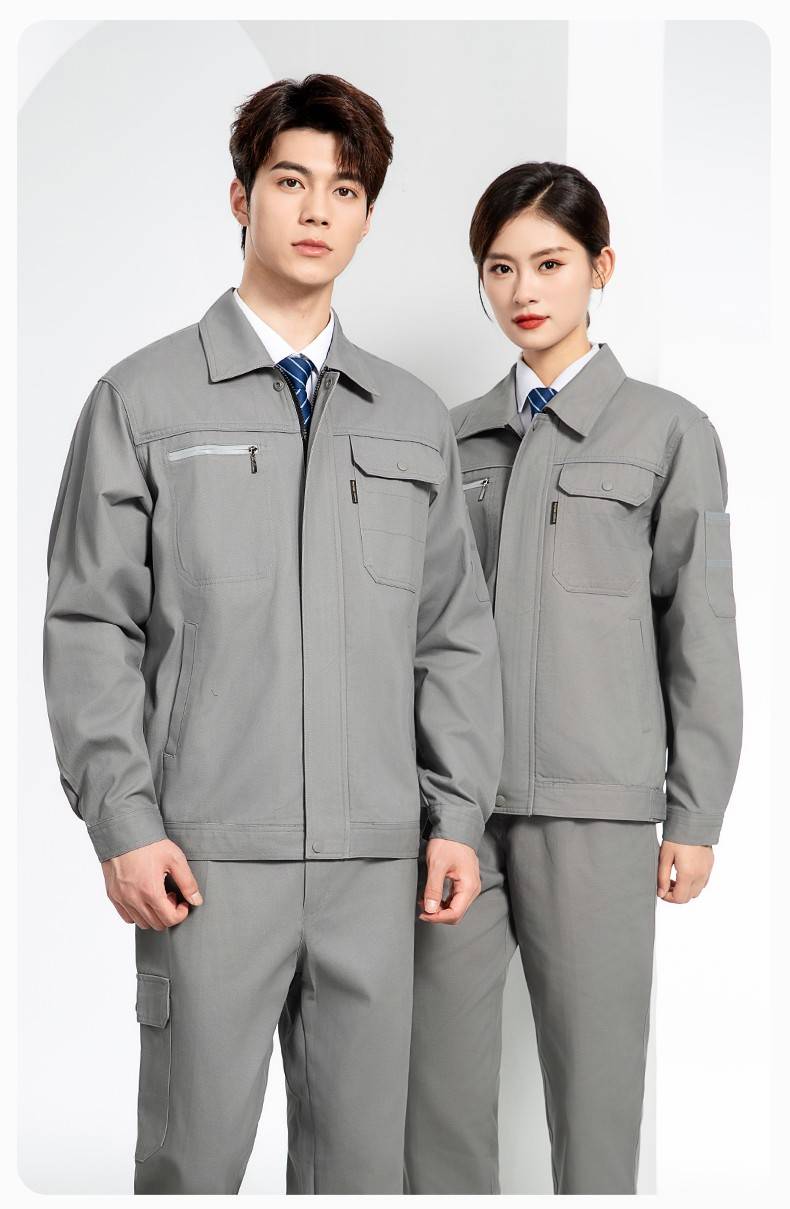 JC-S2206 春秋纯棉工作服套装印字男加厚耐磨全棉防烫焊工汽修劳保服定制(图12)