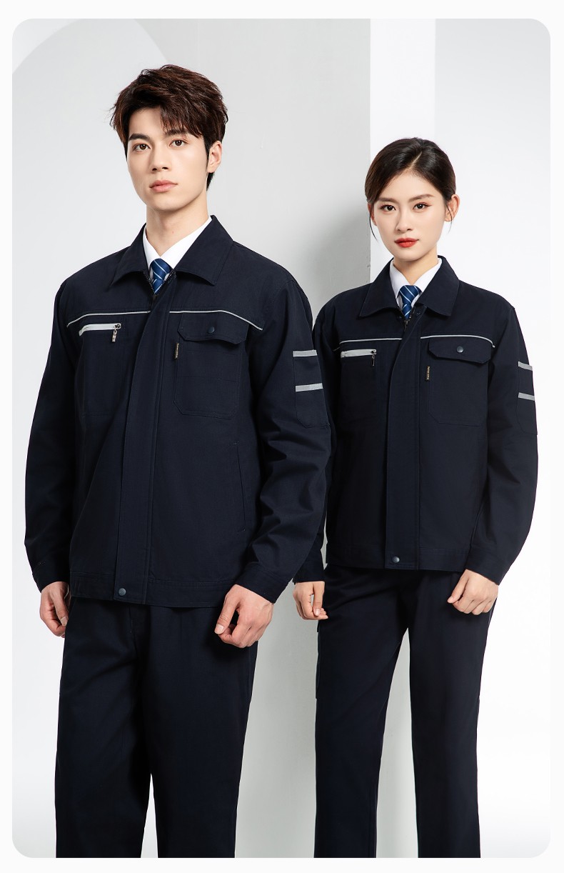 JC-S2206 春秋纯棉工作服套装印字男加厚耐磨全棉防烫焊工汽修劳保服定制(图13)