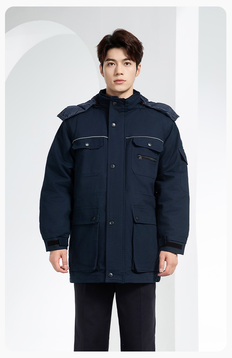 QMMF8868 冬季工作服棉衣定制中长加绒加厚防寒保暖海油工程汽修厂劳保服(图16)