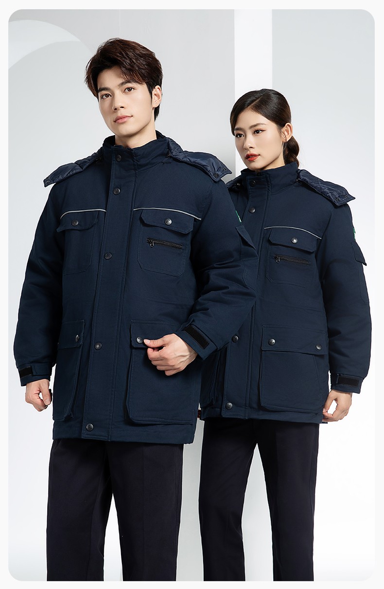 QMMF8868 冬季工作服棉衣定制中长加绒加厚防寒保暖海油工程汽修厂劳保服(图15)