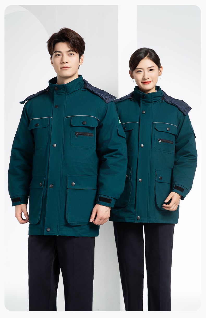 QMMF8868 冬季工作服棉衣定制中长加绒加厚防寒保暖海油工程汽修厂劳保服(图17)