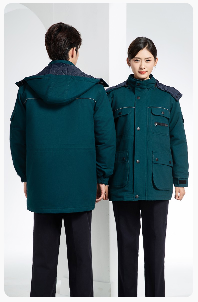 QMMF8868 冬季工作服棉衣定制中长加绒加厚防寒保暖海油工程汽修厂劳保服(图18)