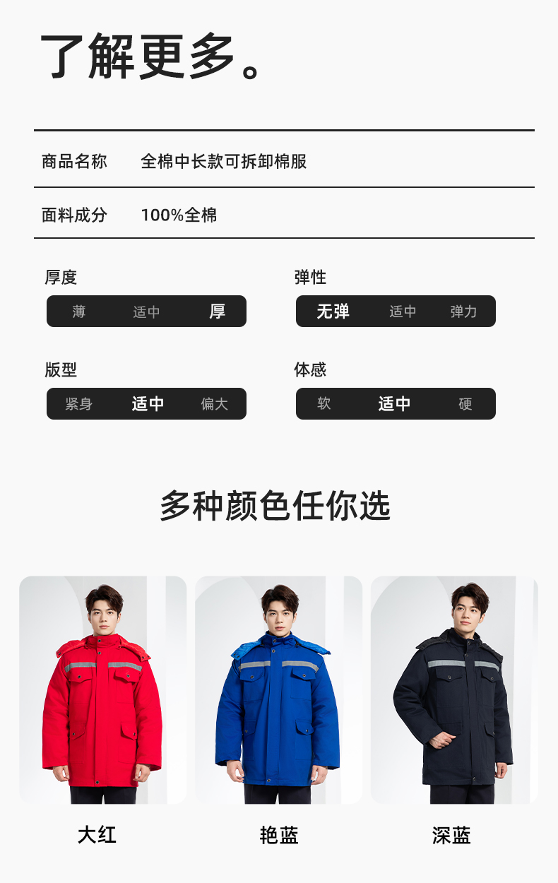 QMMF20101 冬季工作服棉服定制纯棉耐磨加厚保暖物业工程劳保服反光棉袄印字(图11)