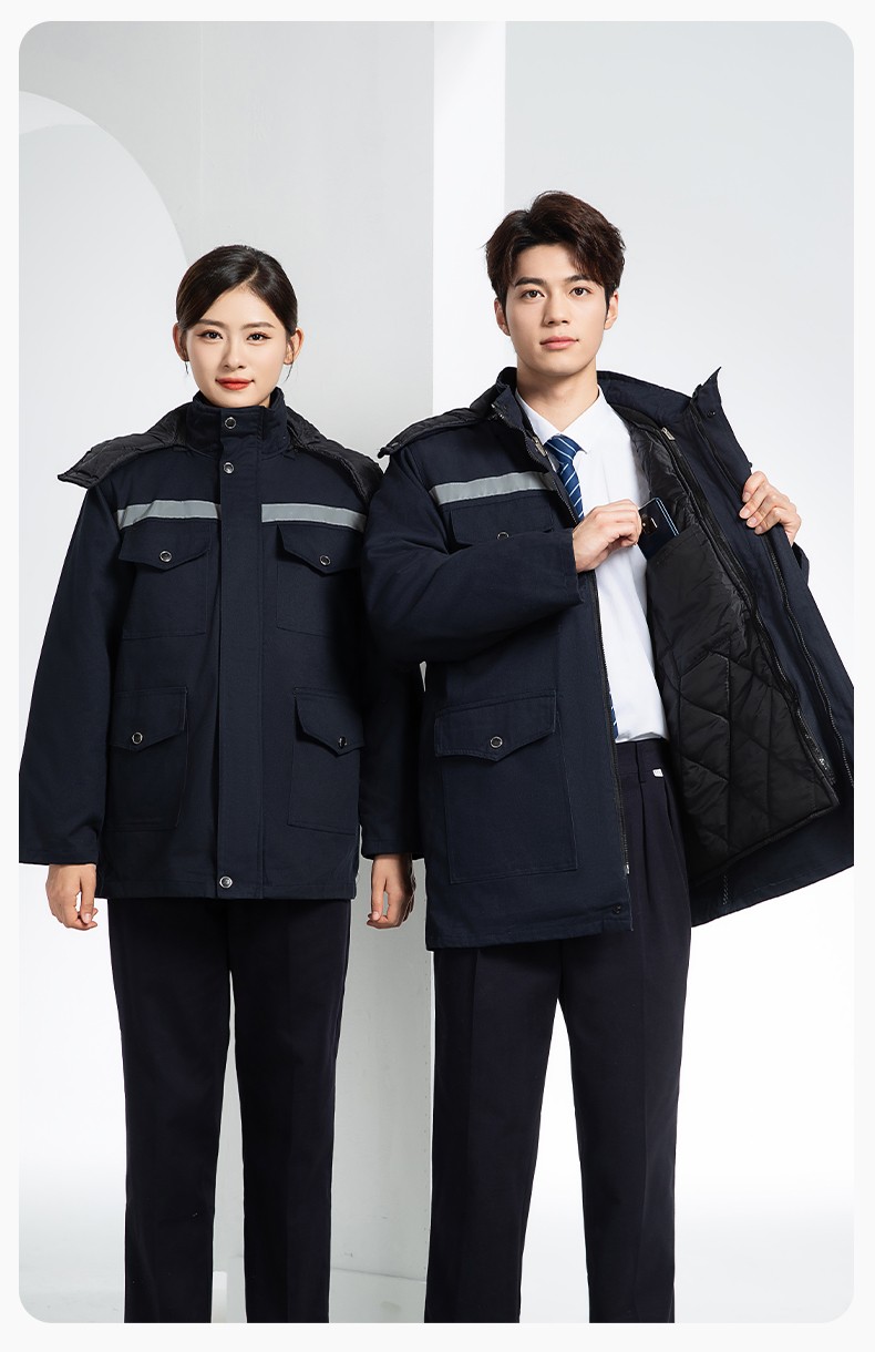 QMMF20101 冬季工作服棉服定制纯棉耐磨加厚保暖物业工程劳保服反光棉袄印字(图17)