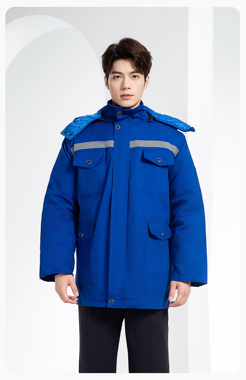 QMMF20101 冬季工作服棉服定制纯棉耐磨加厚保暖物业工程劳保服反光棉袄印字(图16)