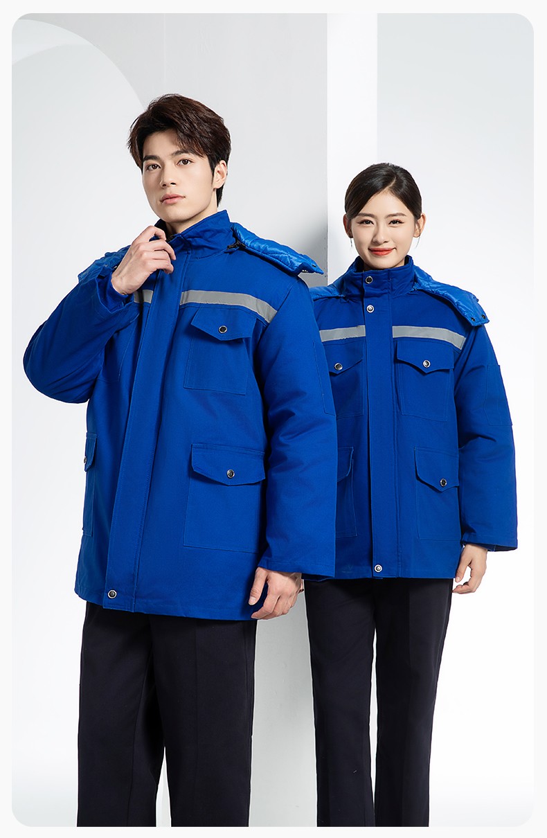 QMMF20101 冬季工作服棉服定制纯棉耐磨加厚保暖物业工程劳保服反光棉袄印字(图15)