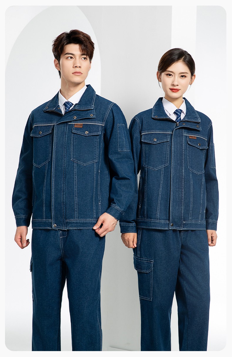 BF-801 春秋牛仔工作服套装男反光电焊工防烫抗火花汽机修工厂劳保服定制(图13)