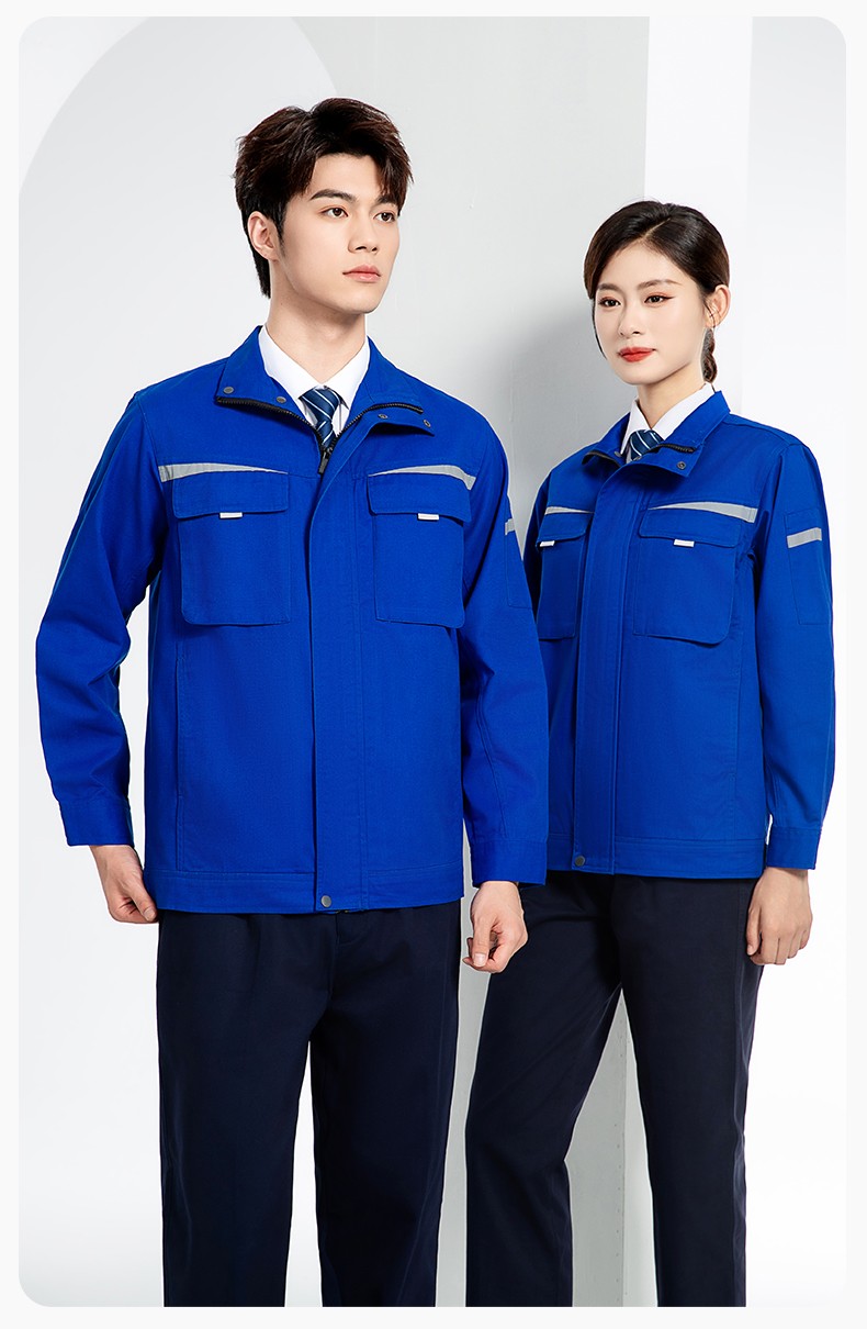 JC-H1810 春秋长袖工作服男反光条纯色电焊耐磨工装套装工厂车间汽修劳保服(图14)