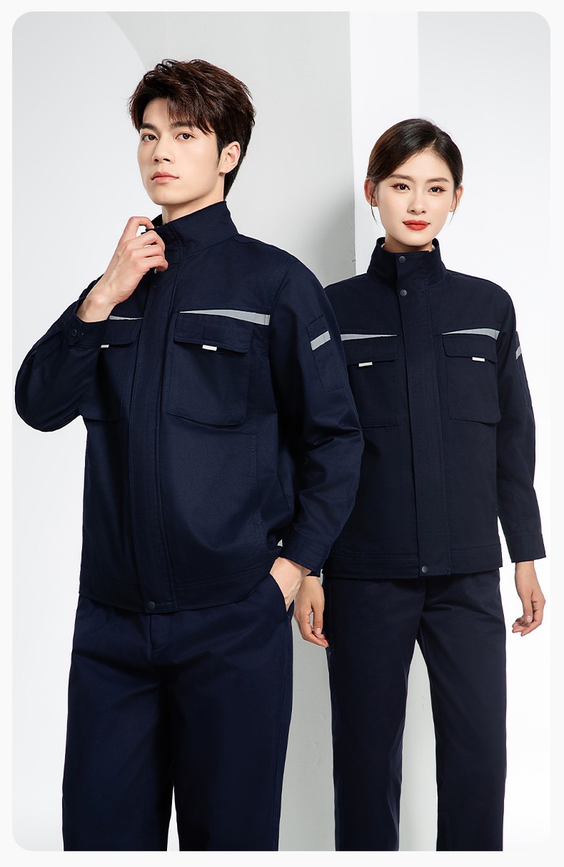 JC-H1810 春秋长袖工作服男反光条纯色电焊耐磨工装套装工厂车间汽修劳保服(图19)