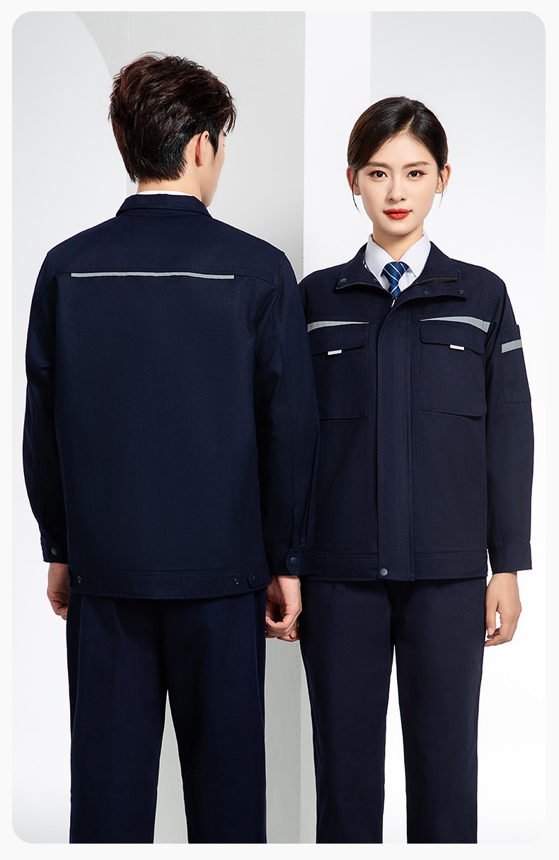 JC-H1810 春秋长袖工作服男反光条纯色电焊耐磨工装套装工厂车间汽修劳保服(图20)