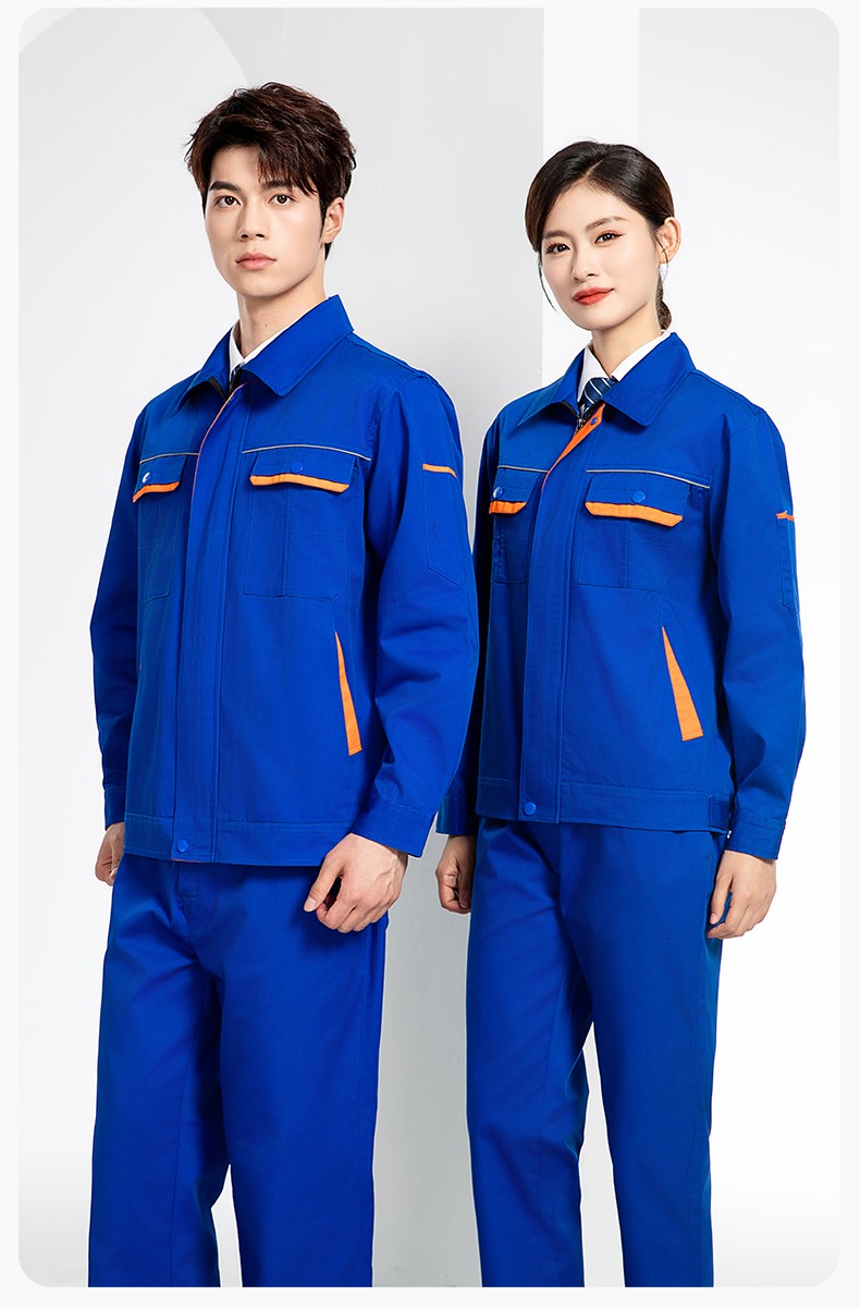 JC-102 春秋工作服套装印字定制CVC长袖上衣耐磨汽修工厂车间工装劳保服(图21)