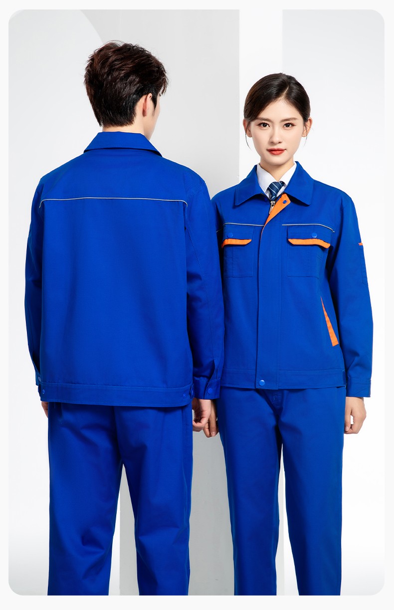 JC-102 春秋工作服套装印字定制CVC长袖上衣耐磨汽修工厂车间工装劳保服(图22)