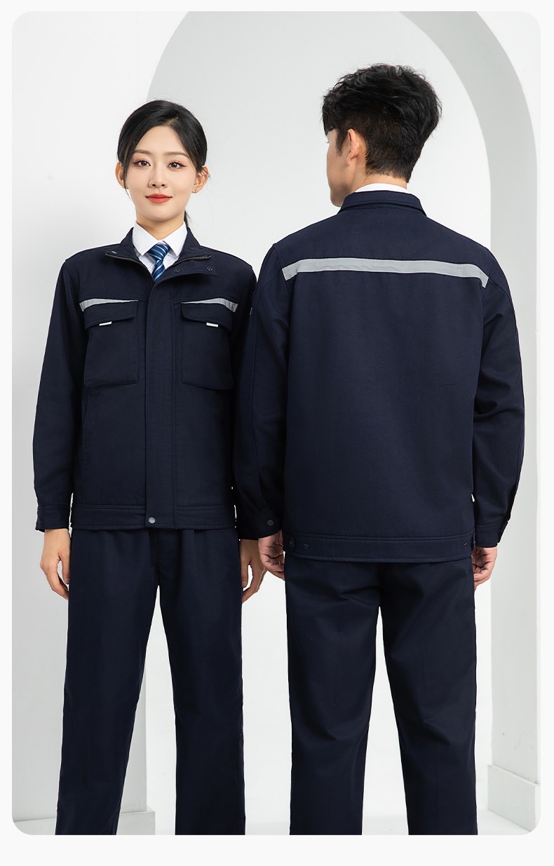 LJ-5810 冬季加绒工作服男拼色一体式反光条工装加油站汽车4s店工装定制(图17)