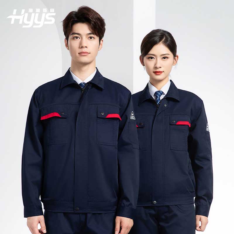 YM-20801 防静电工作服定制春秋加厚耐磨套装男女加油加汽站化工车间劳保服