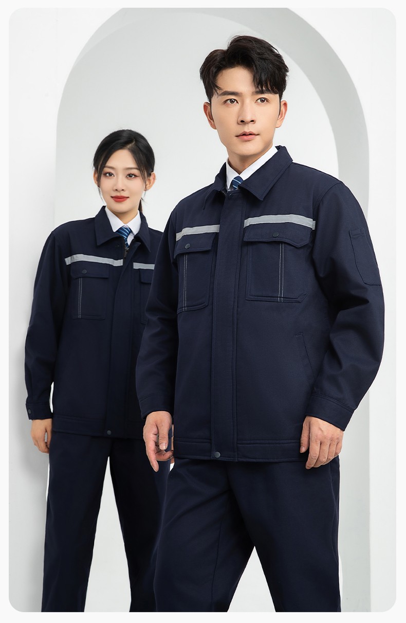 LJ-5835 冬季加绒工作服套装男反光一体式保暖电焊工汽机修劳保服夹克定制(图14)
