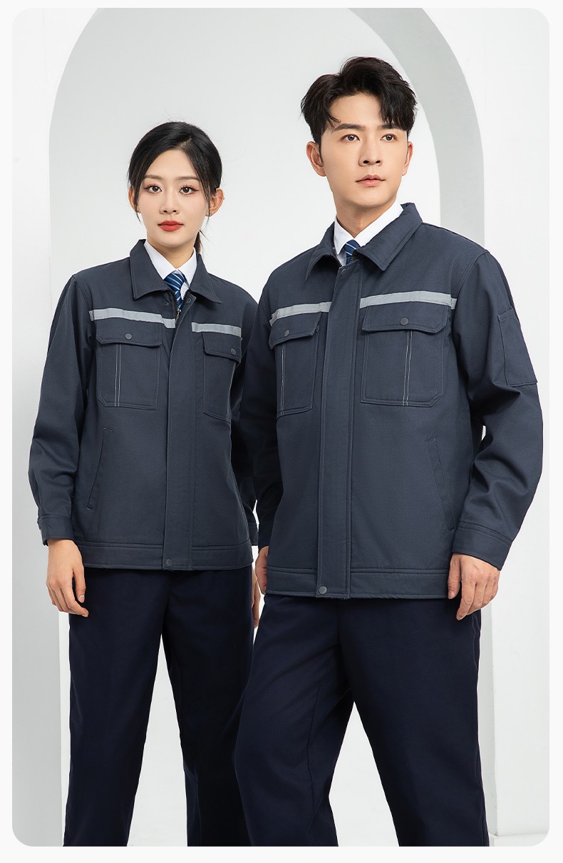 LJ-5835 冬季加绒工作服套装男反光一体式保暖电焊工汽机修劳保服夹克定制(图15)