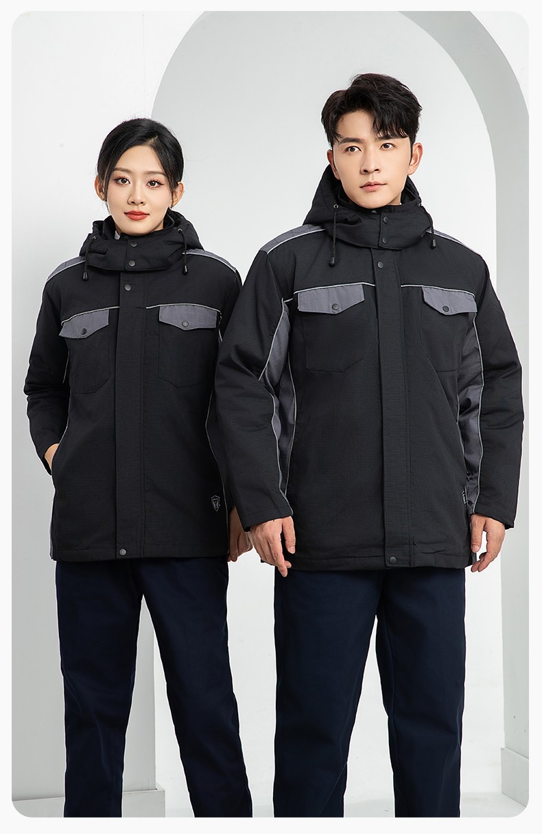 LJ-9803 冬季防撕裂防静电可拆卸棉服保暖锁温防寒服加油站防静电工装定制(图14)