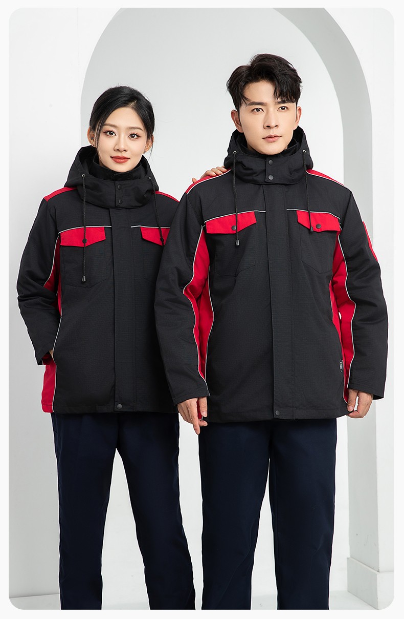 LJ-9803 冬季防撕裂防静电可拆卸棉服保暖锁温防寒服加油站防静电工装定制(图17)