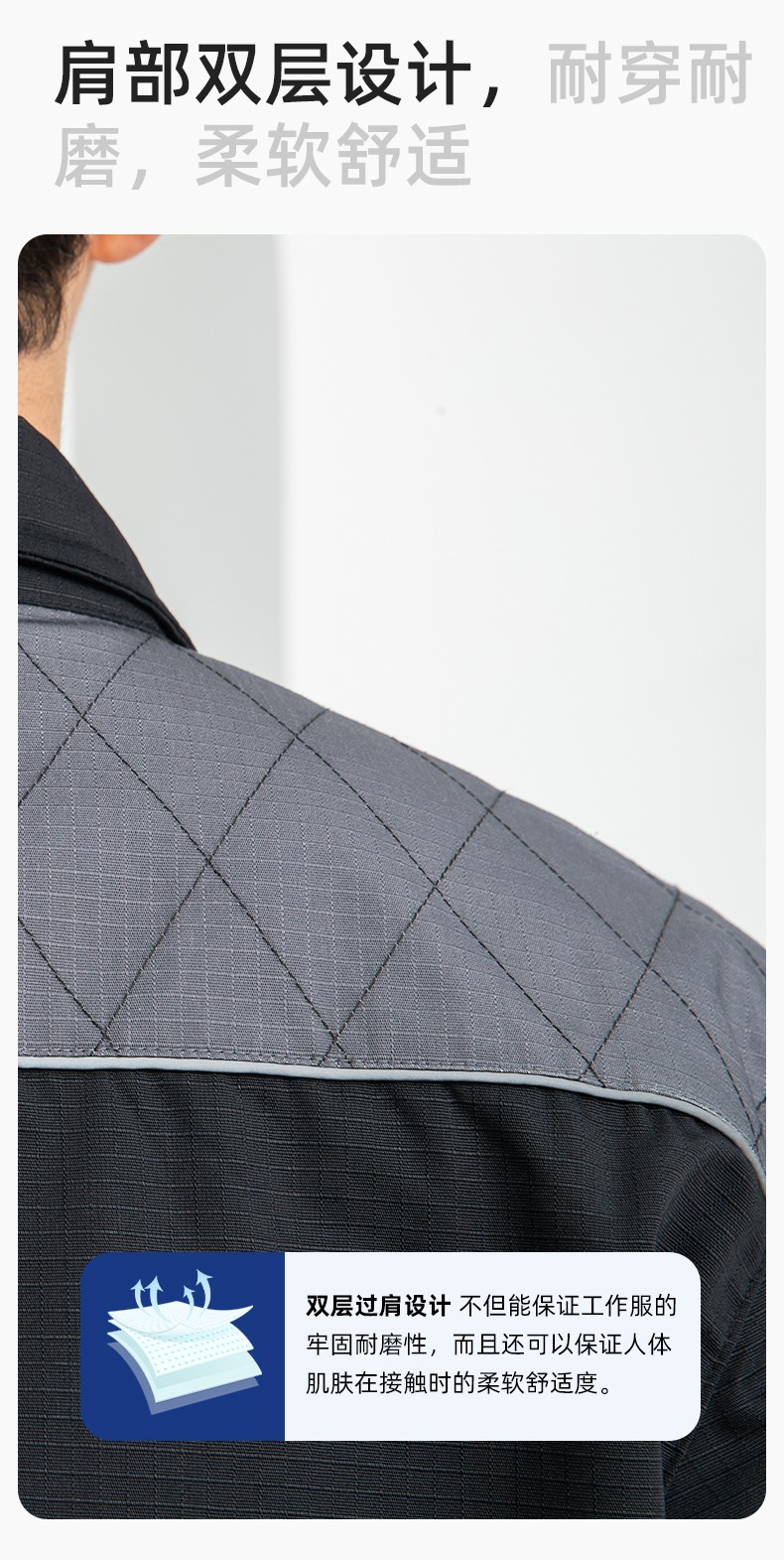 LJ-9802 春秋防撕裂劳保工作服套装耐磨抗撕裂建筑工地干活工装定制(图5)