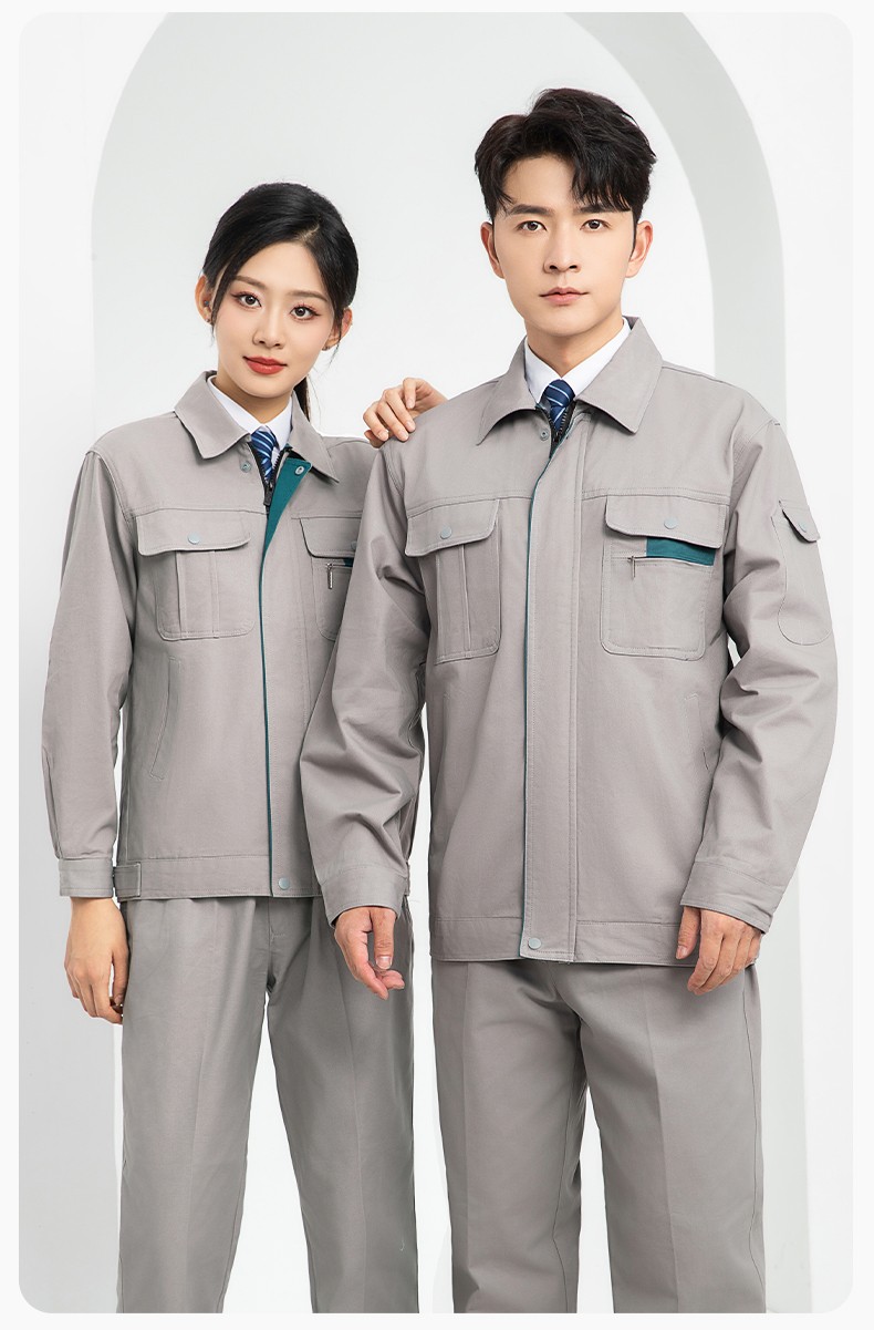 LJ-0536 纯棉磨毛纱卡劳保工作服套装耐磨透气电焊工专用工装定制(图14)