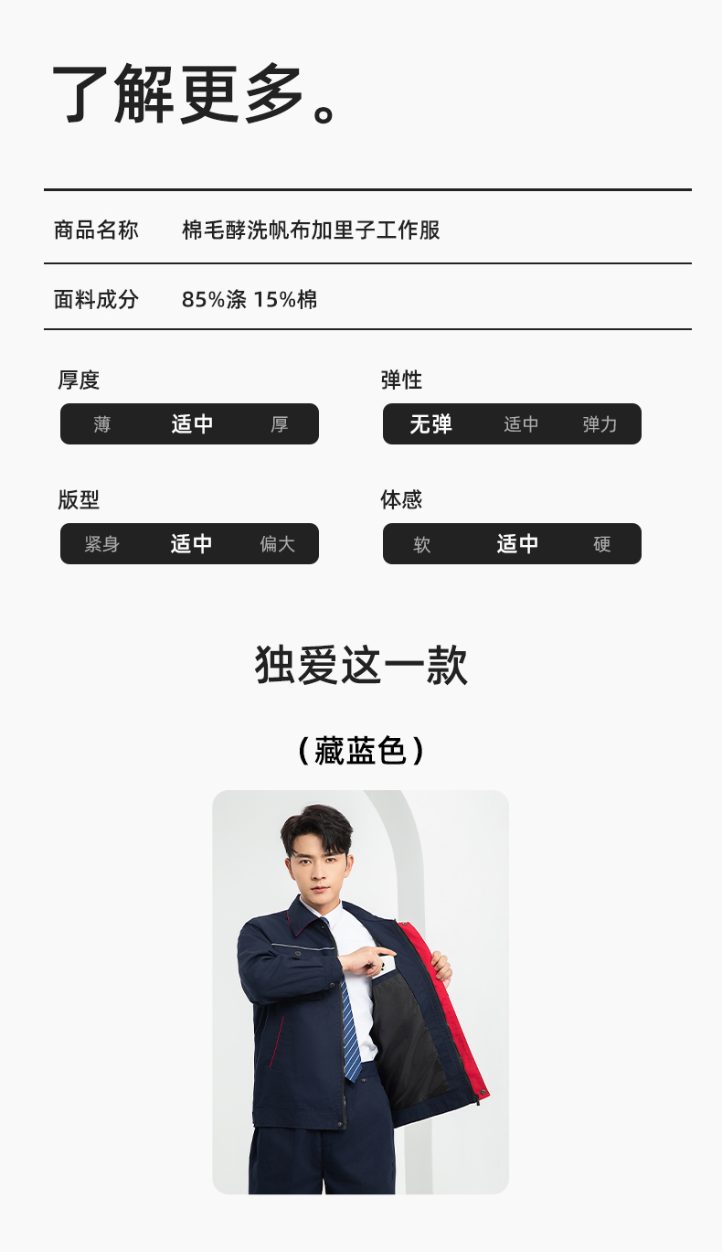 LJ-1806-1 春秋帆布加里子双层劳保工作服套装耐磨透气工地干活工装定制(图10)