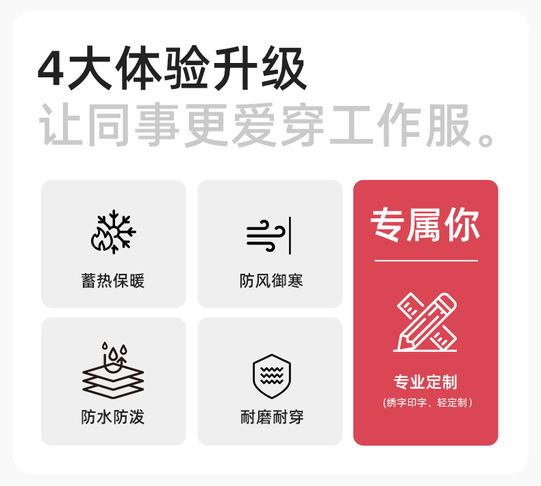 RH-60965 冬季羽绒工作服冲锋衣三合一棉衣男加厚保暖汽车维修厂劳保服定制(图2)