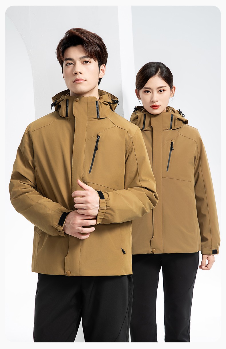 RH-60965 冬季羽绒工作服冲锋衣三合一棉衣男加厚保暖汽车维修厂劳保服定制(图20)