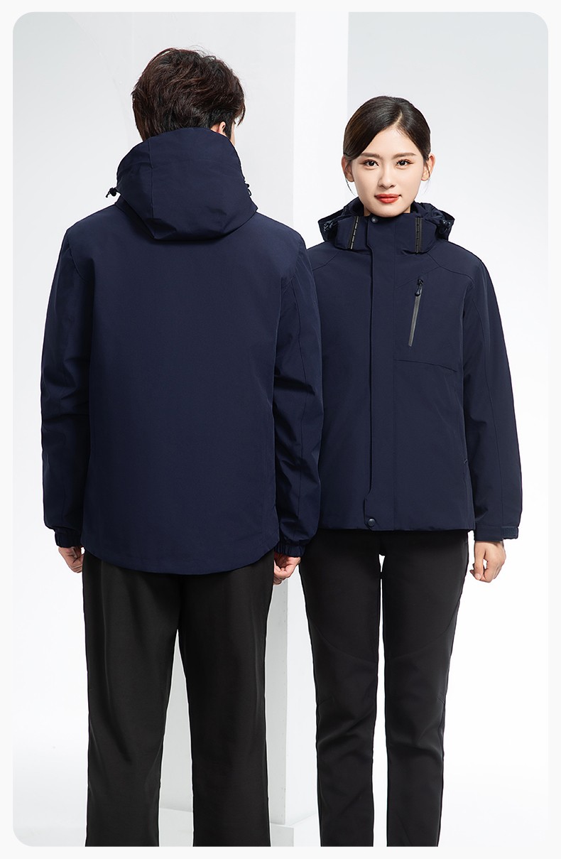 RH-60965 冬季羽绒工作服冲锋衣三合一棉衣男加厚保暖汽车维修厂劳保服定制(图22)