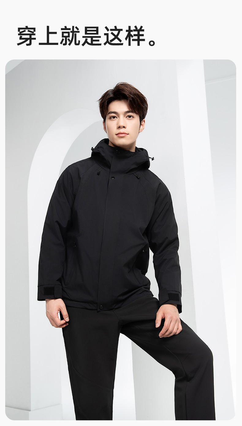 SL-9597 冬季工作服冲锋衣加绒保暖工装可拆卸印字定制学校公司超市外套(图10)