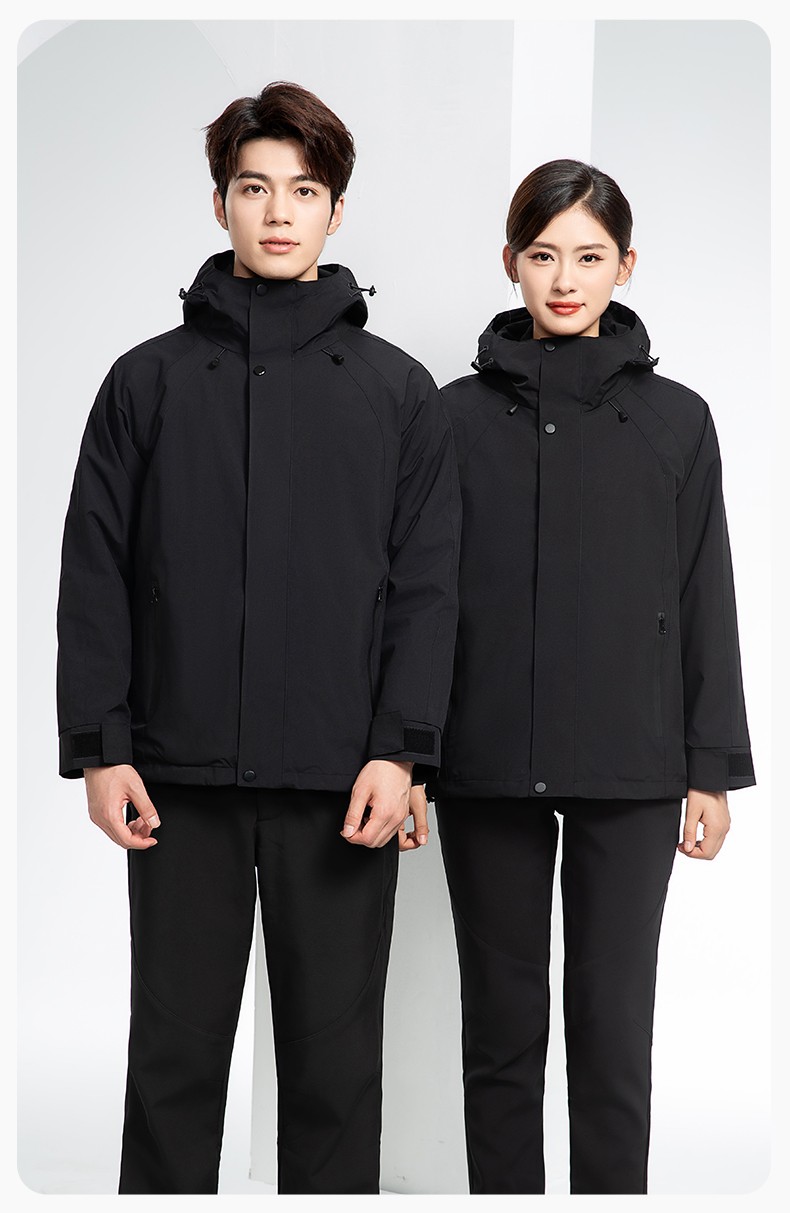 SL-9597 冬季工作服冲锋衣加绒保暖工装可拆卸印字定制学校公司超市外套(图11)