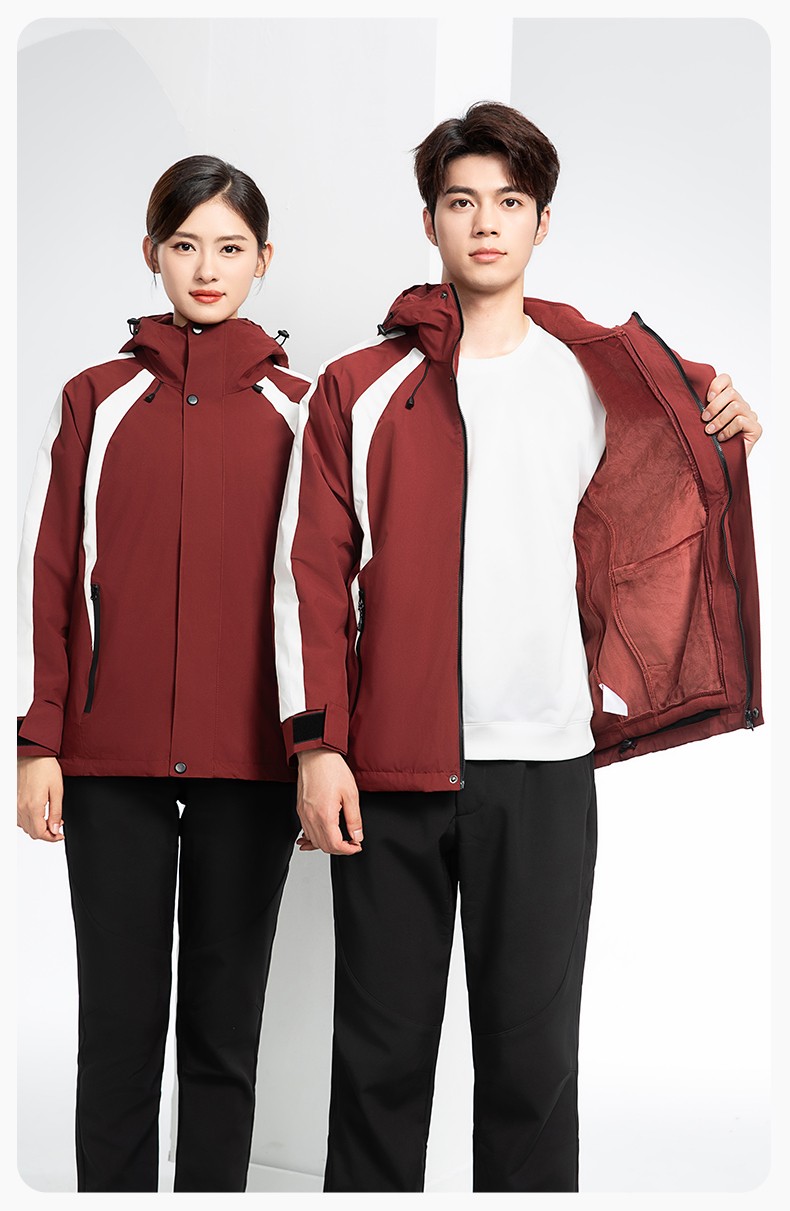 SL-9597 冬季工作服冲锋衣加绒保暖工装可拆卸印字定制学校公司超市外套(图18)