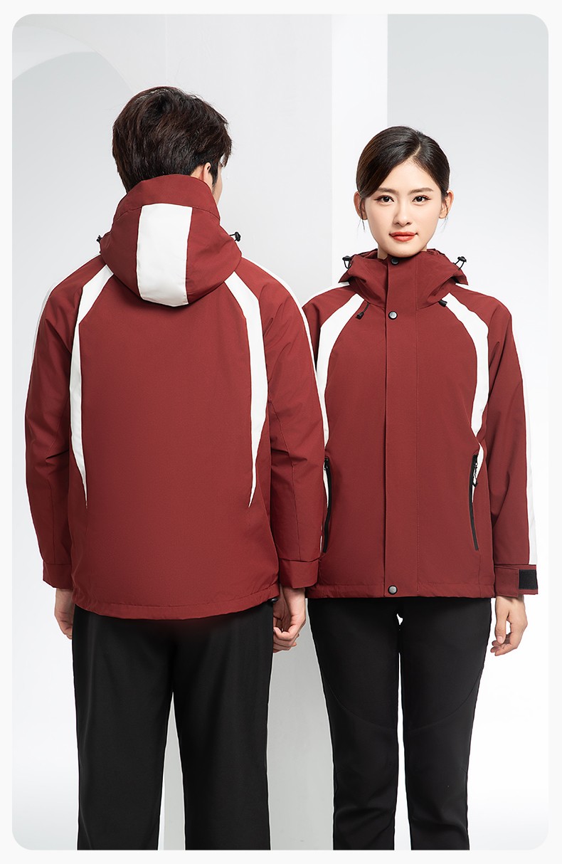 SL-9597 冬季工作服冲锋衣加绒保暖工装可拆卸印字定制学校公司超市外套(图19)