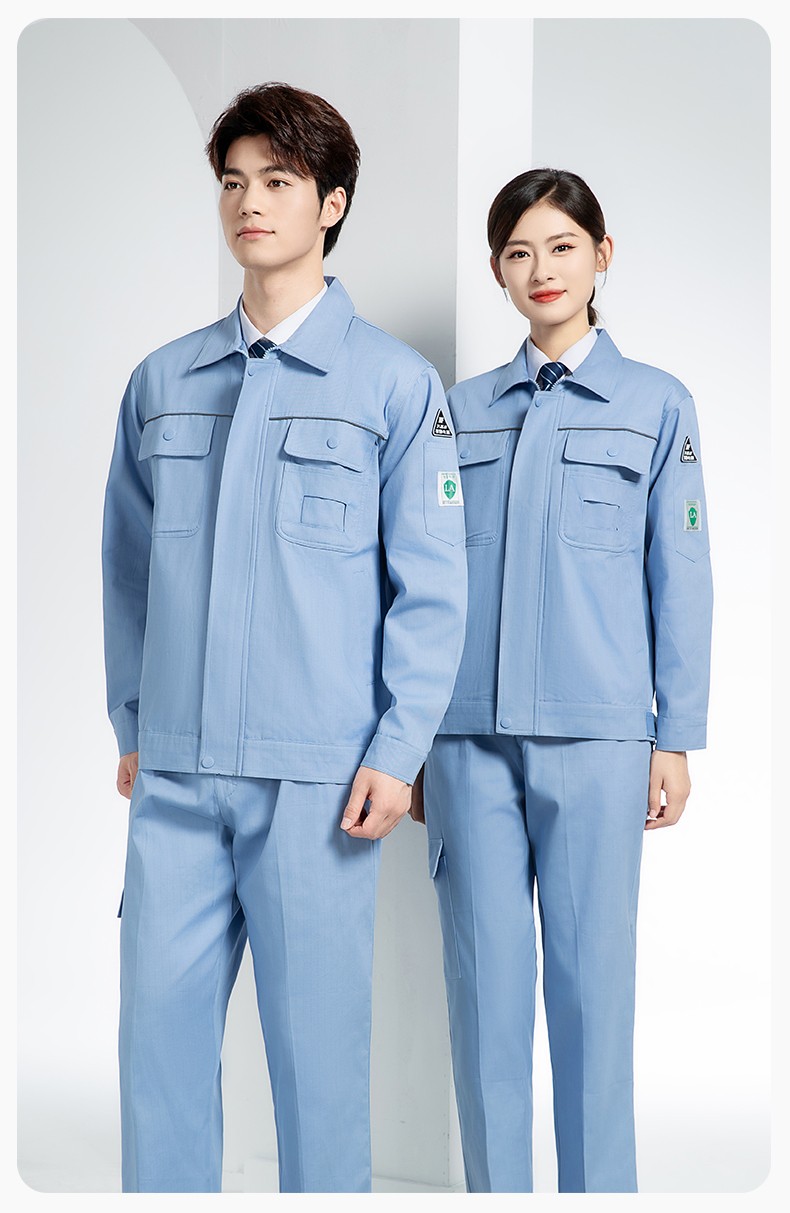FJD8099 春秋纯棉防静电工作服套装定制电网化工厂汽修车间耐磨反光劳保服(图13)