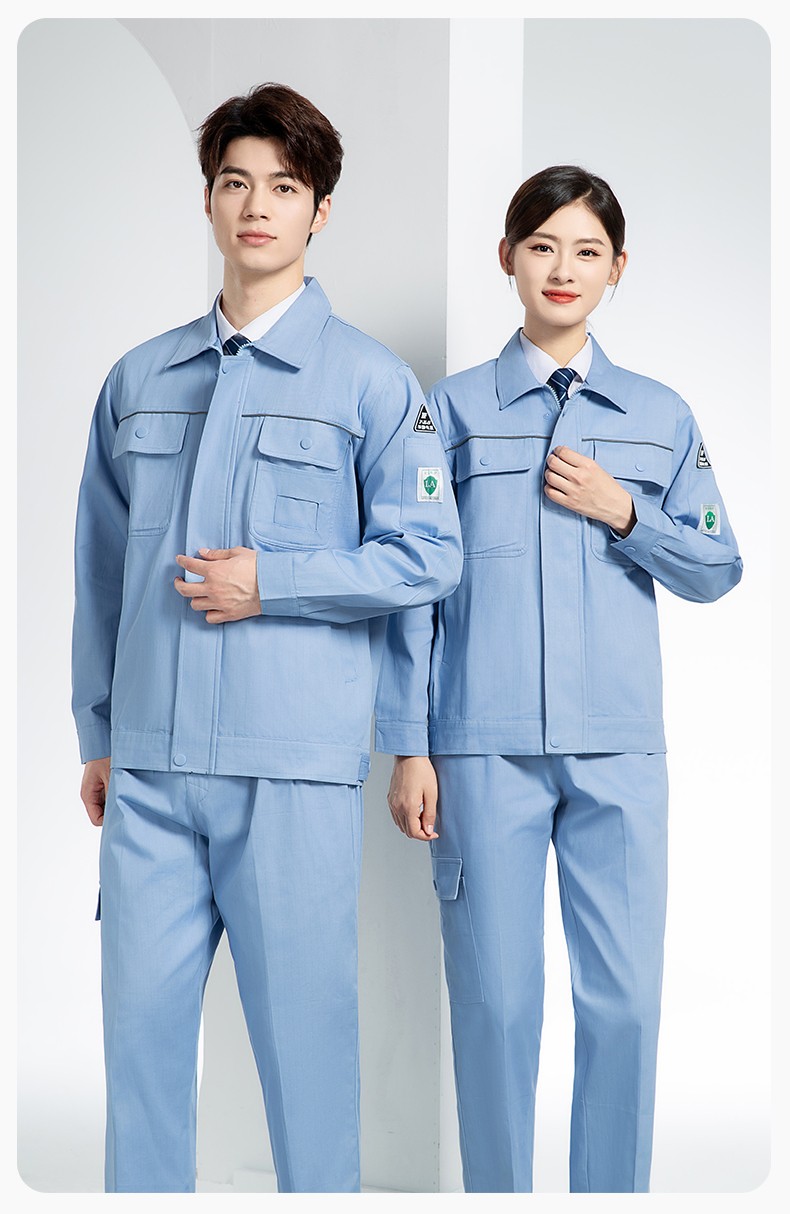 FJD8099 春秋纯棉防静电工作服套装定制电网化工厂汽修车间耐磨反光劳保服(图14)