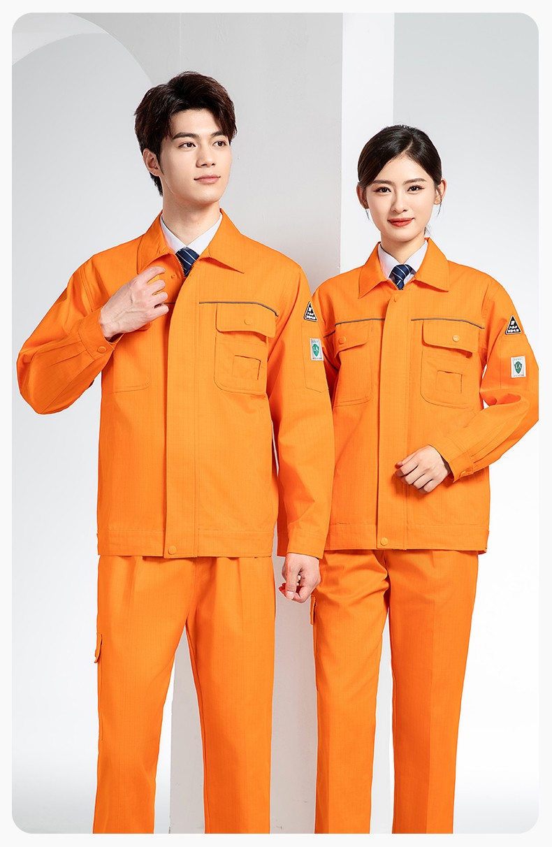 FJD8099 春秋纯棉防静电工作服套装定制电网化工厂汽修车间耐磨反光劳保服(图17)