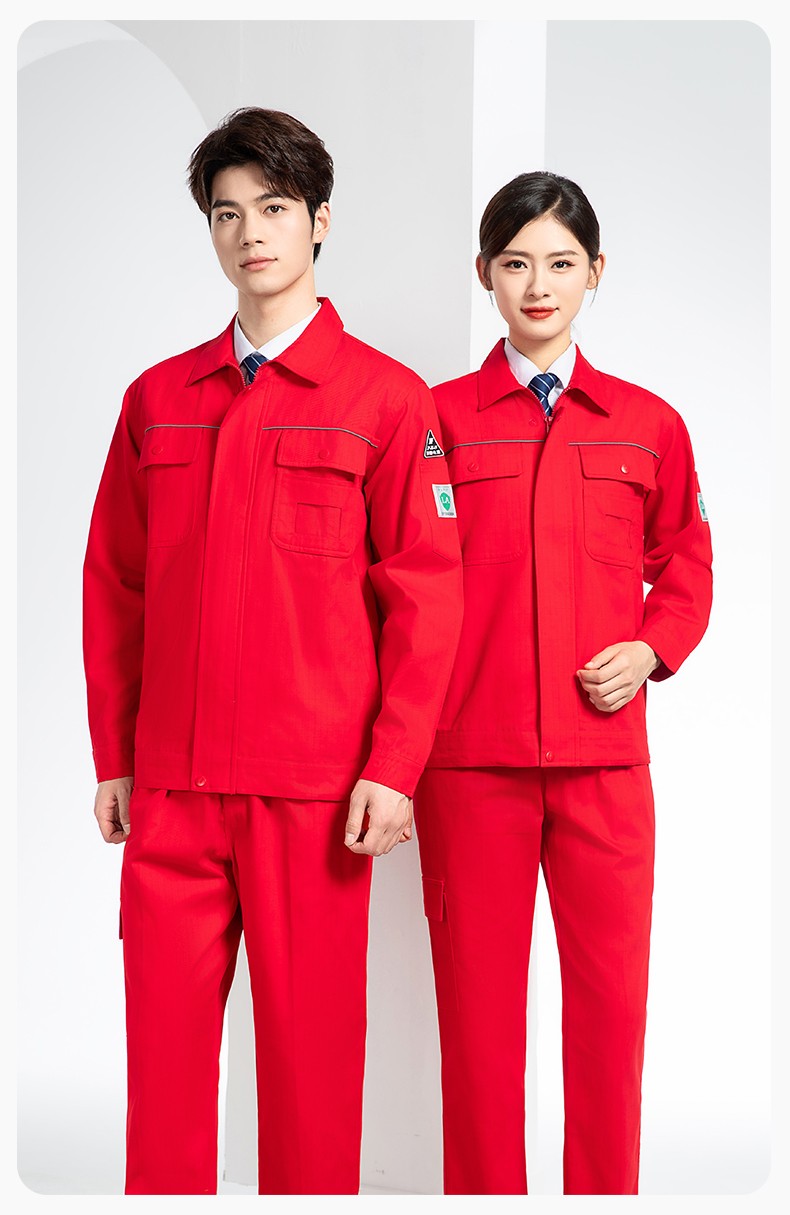 FJD8099 春秋纯棉防静电工作服套装定制电网化工厂汽修车间耐磨反光劳保服(图19)