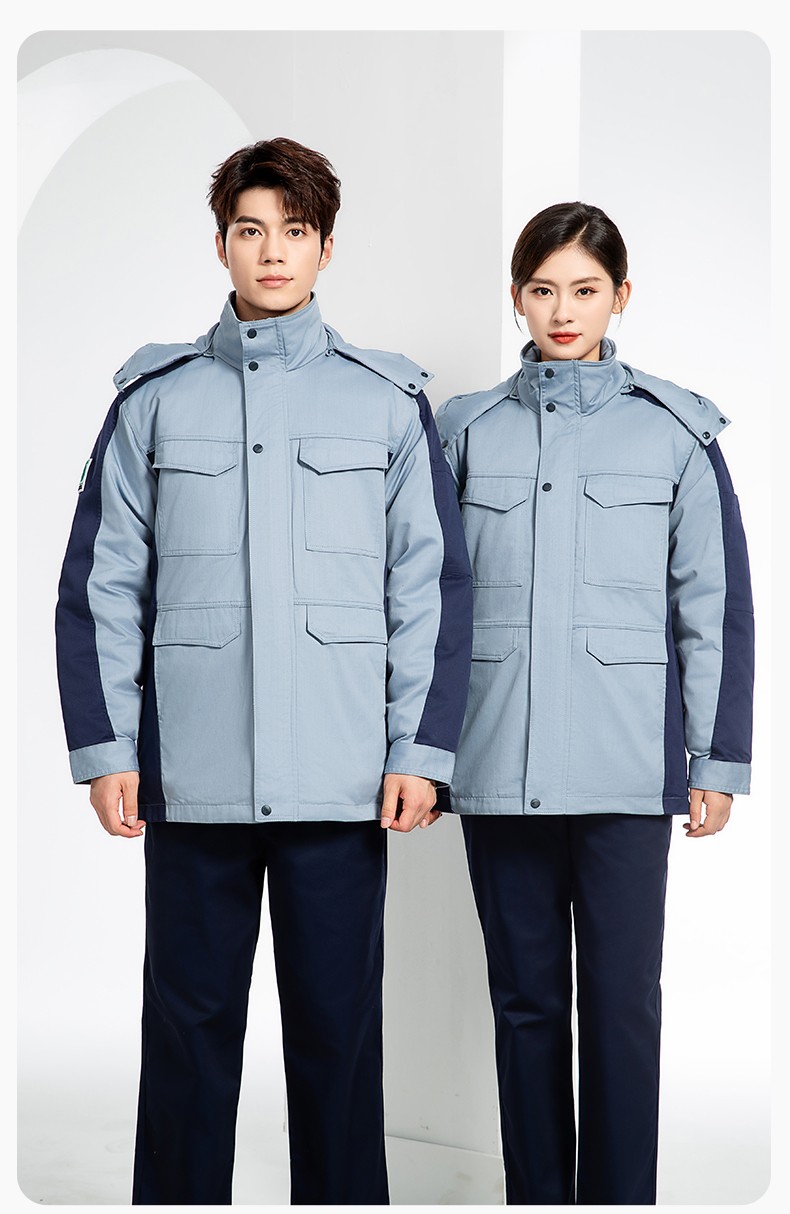 JC-3D02M 冬季防静电棉服定制工作服拼色CVC工装加油站机修车间厂服劳保服(图15)