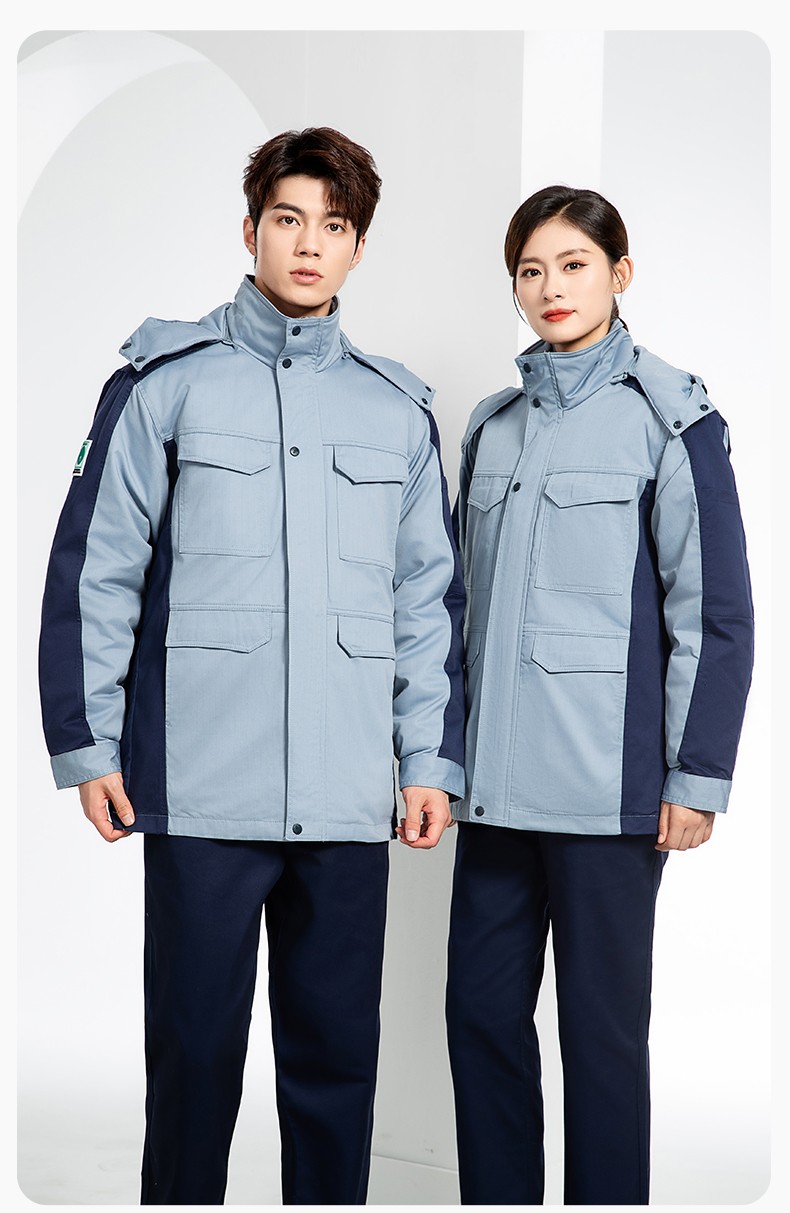 JC-3D02M 冬季防静电棉服定制工作服拼色CVC工装加油站机修车间厂服劳保服(图14)