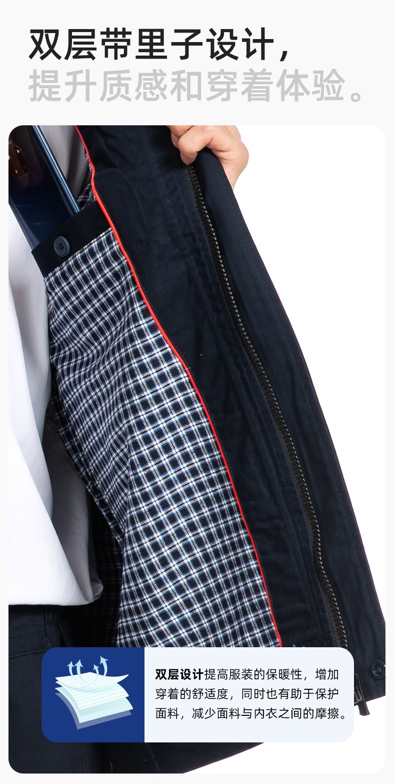 RD-8035 海源秋冬工作服定制男加厚纯棉耐磨汽修服工厂车间电焊双层劳保服(图4)