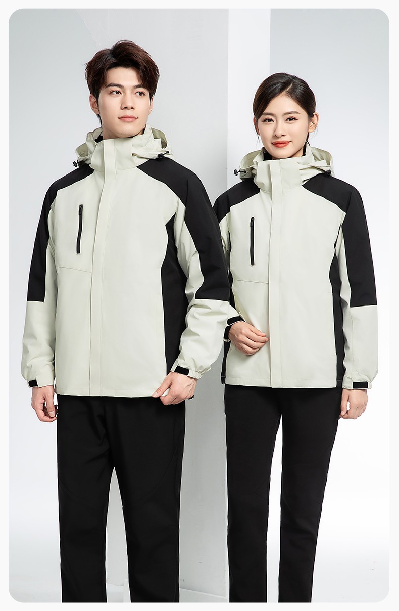 YX-X23 拼色工作服冲锋衣外套男加绒可拆卸企业学校工装印字登山骑行服定制(图14)