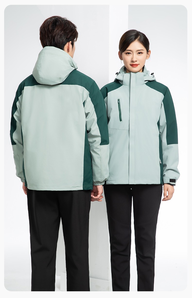 YX-X23 拼色工作服冲锋衣外套男加绒可拆卸企业学校工装印字登山骑行服定制(图21)