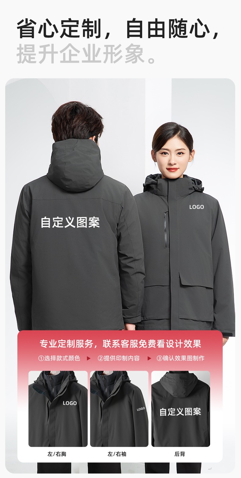SW-9996 户外三合一冲锋衣秋冬加绒加厚男女同款摇粒绒冲锋衣工作服定制(图6)