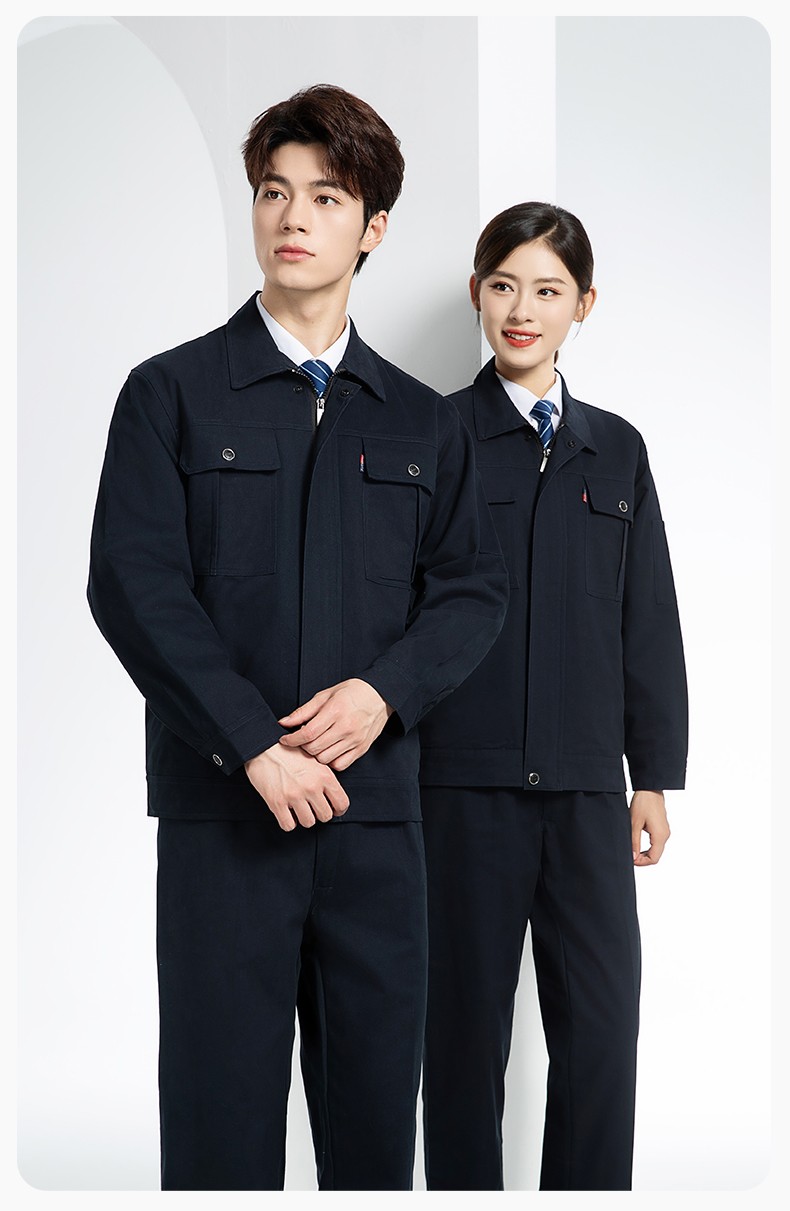 QM2094S 春秋纯棉双层工作服套装定制耐磨全棉劳保服工装上衣劳动厂服(图16)