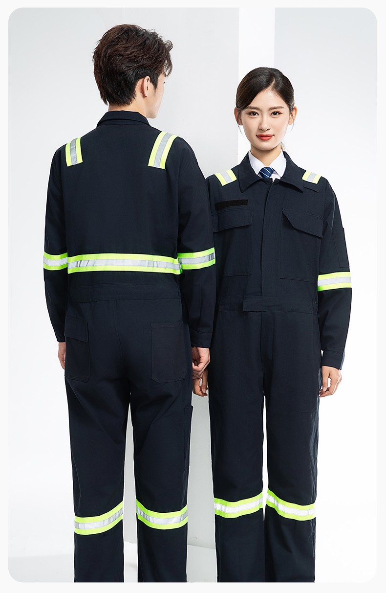 QM8057 全棉长袖连体工作服反光条劳保服机修服中海油工作服套装(图16)