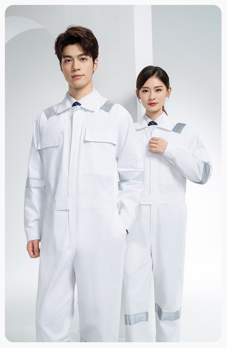 QM8669 纯棉连体工作服定制男反光耐磨耐脏机修电焊工船厂海港定制劳保服(图18)