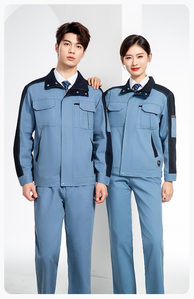 JC-20142 纯棉春秋工作服套装男加厚工厂车间服耐磨全棉汽修服劳保服定制(图14)